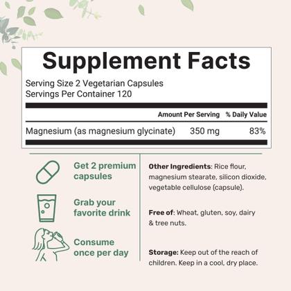 Imagem de Suplemento de microingredientes glicinato de magnésio 350mg