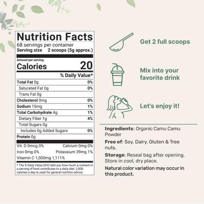 Imagem de Suplemento de microingredientes orgânicos de camu camu em pó 350ml