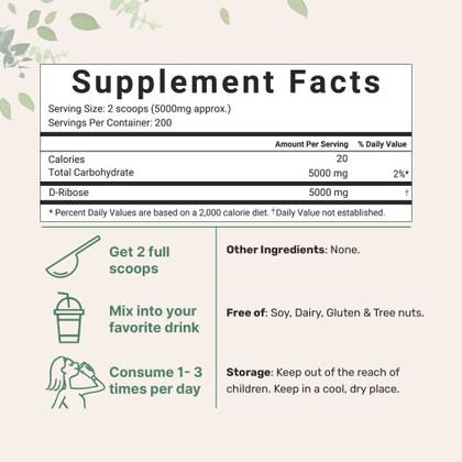 Imagem de Suplemento de microingredientes Pure D Ribose em pó 1 kg