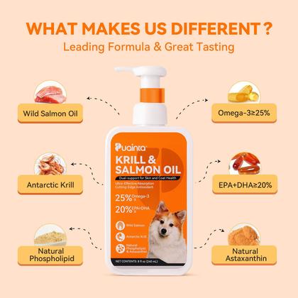 Imagem de Suplemento de óleo de peixe PUAINTA Óleo de krill e salmão para cães 240 ml