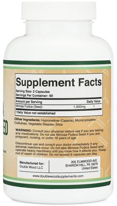 Imagem de Suplemento Double Wood Mimosa Pudica 1000mg - 180 Cápsulas