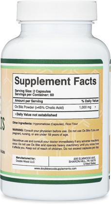 Imagem de Suplemento Double Wood Ox Bile 500mg - 120 Cápsulas