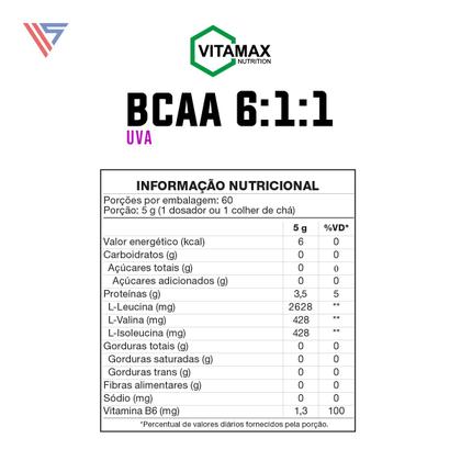 Imagem de Suplemento em Pó BCAA 6.1.1 Powder 300g Vitamax Nutrition