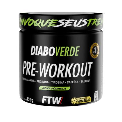 Imagem de Suplemento Em Pó Pre Treino Pre Workout Pote 150g Sabor Frutas Amarelas FTW DIABO VERDE