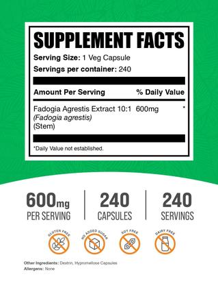 Imagem de Suplemento Fadogia Agrestis BulkSupplements.com 600 mg 240 cápsulas