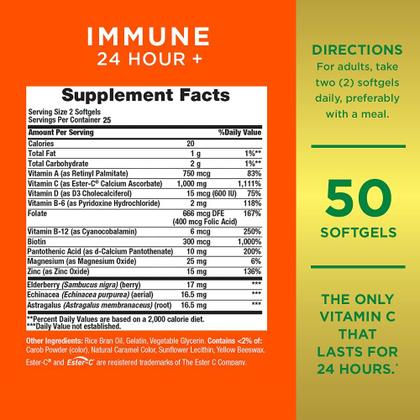 Imagem de Suplemento Imunitário Nature's Bounty Immune 24 Horas + Vitamina C - 50 Cápsulas