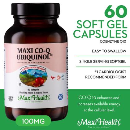 Imagem de Suplemento Maxi Health CoQ10 Ubiquinol 100 mg Cápsulas Gelatinosas 60 unidades