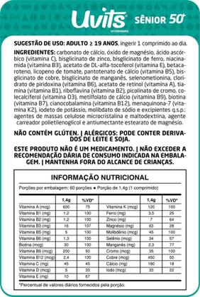 Imagem de Suplemento Multivitamínico A Z Senior Uvits 60 Cápsulas