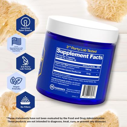 Imagem de Suplemento Natural Stacks Lion's Mane 1000mg com PQQ 10mg