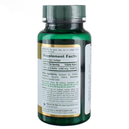 Imagem de Suplemento Nature's Bounty Biotina 5000mcg 72 cápsulas gelatinosas x 2