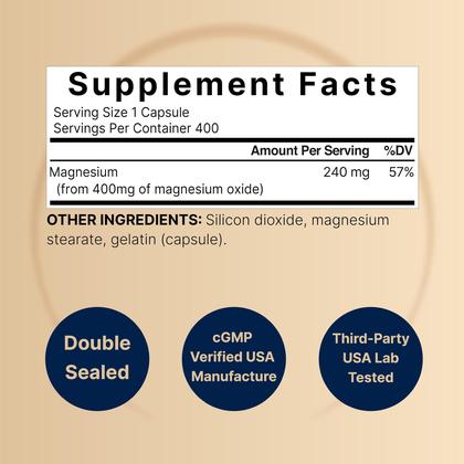 Imagem de Suplemento NatureBell Óxido de Magnésio 400 mg 400 cápsulas