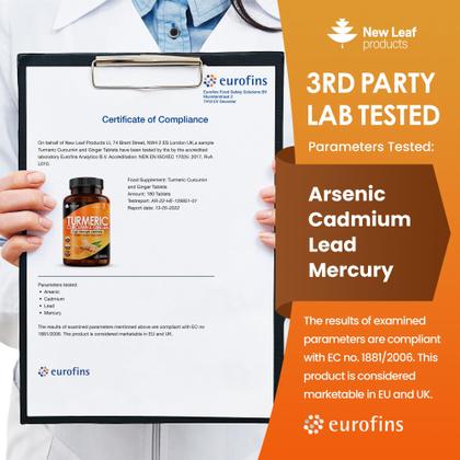 Imagem de Suplemento New Leaf Turmeric em comprimidos de 2600 mg com pimenta preta e gengibre