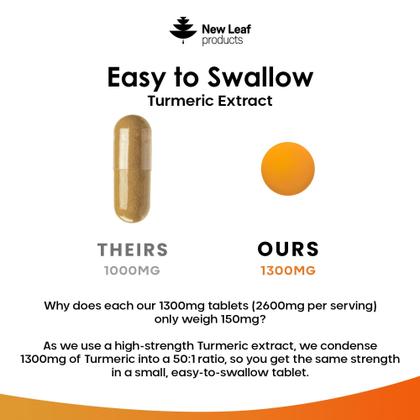 Imagem de Suplemento New Leaf Turmeric em comprimidos de 2600 mg com pimenta preta e gengibre