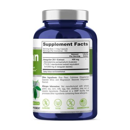 Imagem de Suplemento NusaPure Jiaogulan 9000 mg 180 cápsulas vegetais