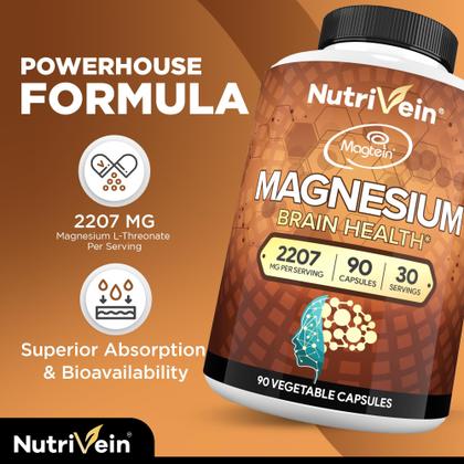 Imagem de Suplemento Nutrivein Magnésio L-Treonato 2207 mg 90 cápsulas