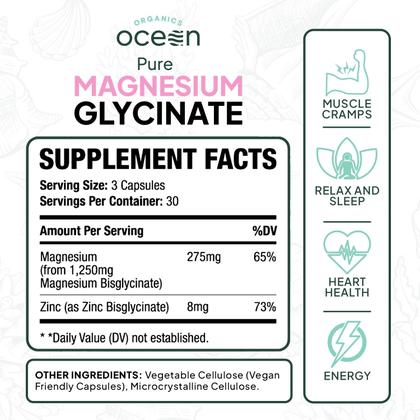 Imagem de Suplemento Organics Ocean Pure Magnésio Glicinato 90 Cápsulas