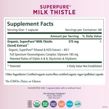 Imagem de Suplemento PURE SYNERGY Extrato de Cardo Mariano SuperPure 60 cápsulas