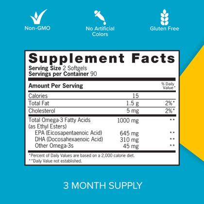 Imagem de Suplemento Qunol Óleo de Peixe Ômega 3 - 1000mg (180 Cápsulas)