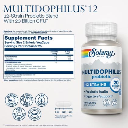 Imagem de Suplemento SOLARAY Multidophilus 12 Strap Probiotic 20B CFU