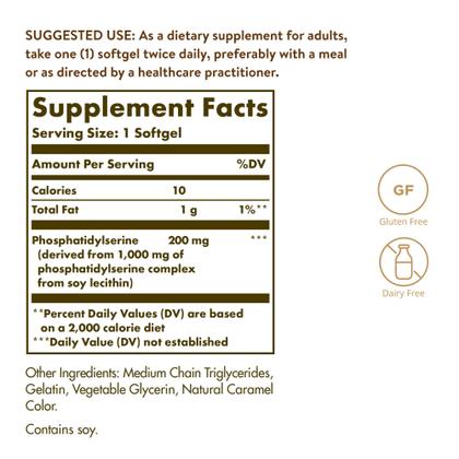 Imagem de Suplemento Solgar Fosfatidilserina 200mg - 60 Cápsulas