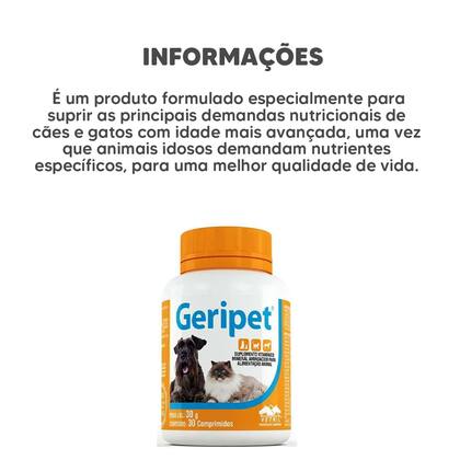Imagem de Suplemento Vitamina para Cachorro Gato Idoso Geripet 30 Cp