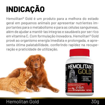 Imagem de Suplemento Vitaminico Hemolitan Gold Vetnil 30Comp.