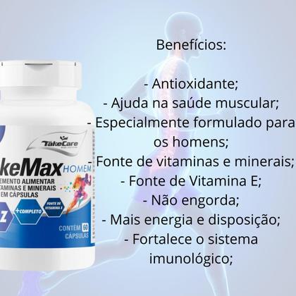 Imagem de Suplemento Vitamínico Masculino Take Max Homem 60 Cápsulas A a Zinco