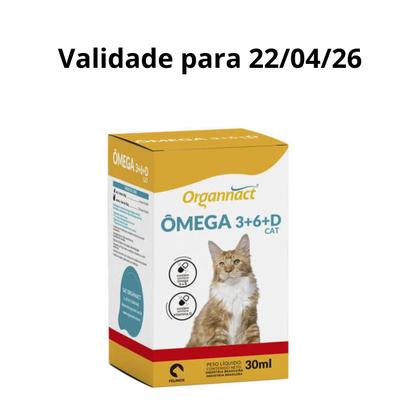 Imagem de Suplemento Vitamínico para Gatos Ômega 3+6+D Organnact 30ml VALIDADE PARA 22/04/26
