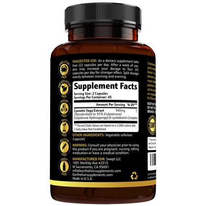 Imagem de Suplementos Earth Elixir Ecdysterone 940 mg (90 cápsulas)