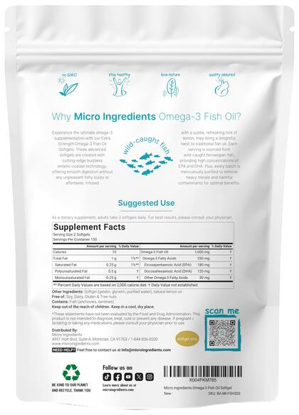 Imagem de Suplementos: microingredientes, ômega 3, óleo de peixe, 1.000 mg, 300 cápsulas gelatinosas