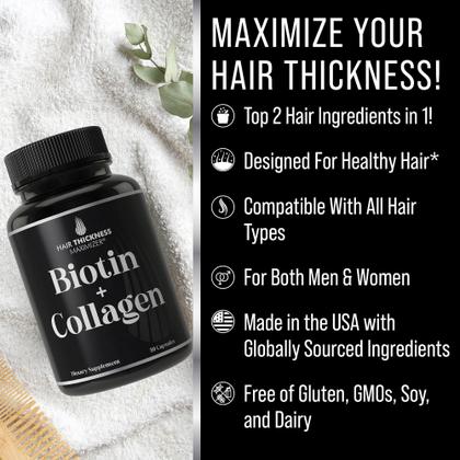 Imagem de Suplementos para maximizar a espessura do cabelo, biotina e colágeno, 10000mcg