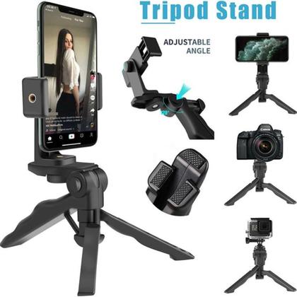 Imagem de Suporte 2 Em 1 Mini Tripé Mesa Steadicam + Kit Lentes Olho Peixe Angular Celular Vídeos Gravação