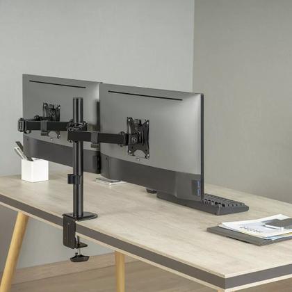 Imagem de Suporte 2 Monitores Tv Aço Mesa Articulado Vesa Ajustável