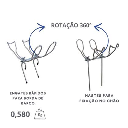 Imagem de Suporte 2 Varas De Pesca 2 Em 1: Borda De Barco E Chão
