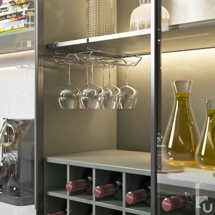 Imagem de Suporte Aço Cromado Para Taças De Vinho Ou Cerveja Encaixe Armário Stolf