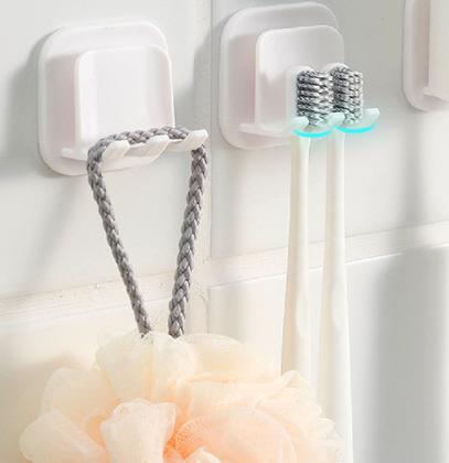 Imagem de Suporte Adesivo Porta 2 Escova de Dente Organizador Banheiro