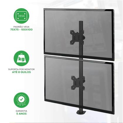 Imagem de Suporte Ajustável para 2 Monitores Com Morsa De 10" Até 32"