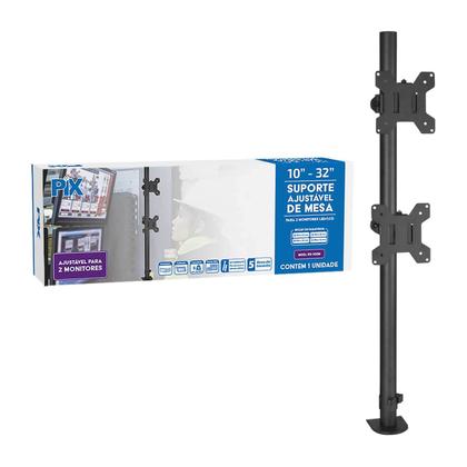 Imagem de Suporte Ajustável para 2 Monitores Com Morsa De 10" Até 32"