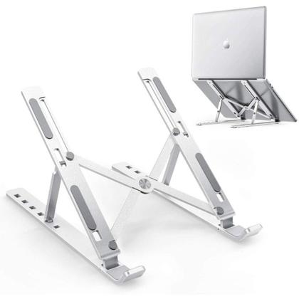 Imagem de Suporte Aluminio De Notebook Articulado Dobrável Ergonomico Prateado