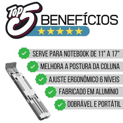 Imagem de Suporte Alumínio Portátil Dobrável Ergonômico para Macbook Air ou Macbook Pro
