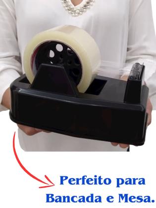 Imagem de Suporte Aplicador De Mesa Bancada P/ Fita Durex Adesiva Larga 50mm Grande Dispensador Porta Fita