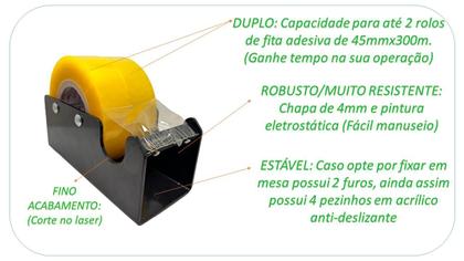 Suporte Aplicador Fita Adesiva Duplo 600m Reforçado Múltiplo - JTA Imagem de Suporte Aplicador Fita Adesiva Duplo 600m Reforçado Múltiplo