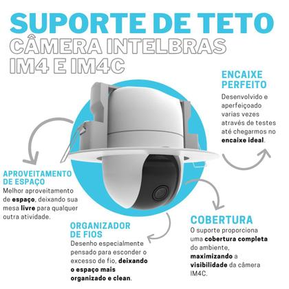 Imagem de Suporte Apoio Stand para Embutir no Teto Compatível com Câmera de Vídeo Intelbras Im4C e IM4 Mibo - 360 graus