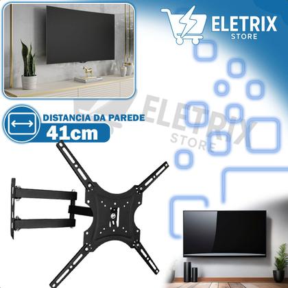 Imagem de Suporte Articulado 1455” + Cabo HDMI 1.5m + Cabo Rede RJ45 Azul 3m Kit Completo