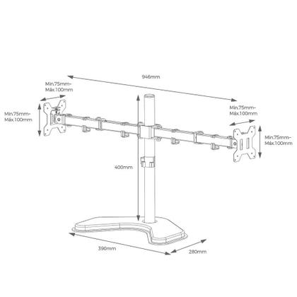 Imagem de Suporte Articulado 2 Monitores 14 a 32 Base de Mesa SIM-3000