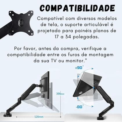 Imagem de Suporte Articulado De Mesa Para Monitor De 17 A 34 Polegadas