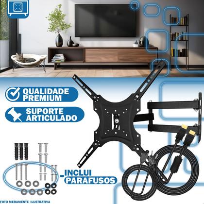 Imagem de Suporte Articulado de Parede 1455” + Cabo HDMI + Cabo Rede RJ45