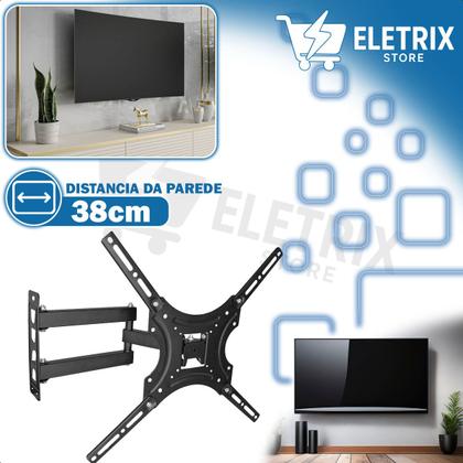 Imagem de Suporte Articulado de Parede para TV 32 a 55 Polegadas Até 22 Kg Aço Reforçado Inclui Kit de Parafusos