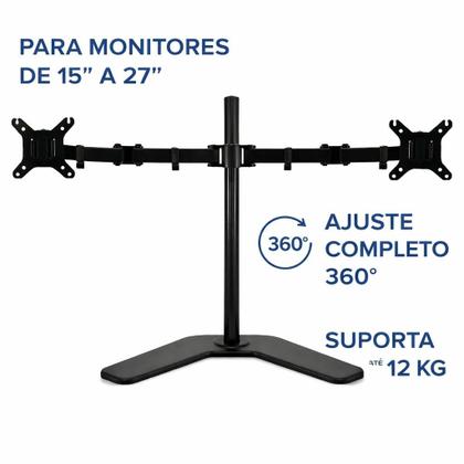 Imagem de Suporte articulado duplo para 2 monitores 15 a 27 mesa