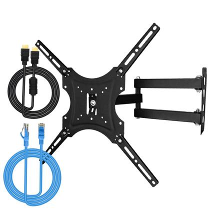 Imagem de Suporte Articulado para TV 14 a 55 Polegadas LED LCD Universal com Cabo HDMI 2m Full HD e Cabo de Rede RJ45 3m Incluso